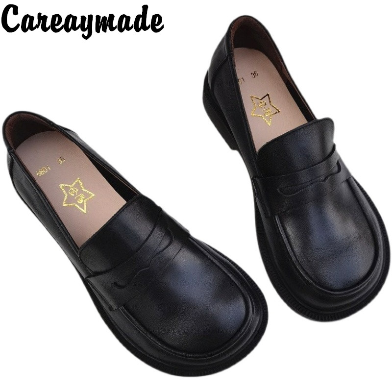 Leather Work Women Shoes - Женские повседневные туфли Careaymade, оксфорды без