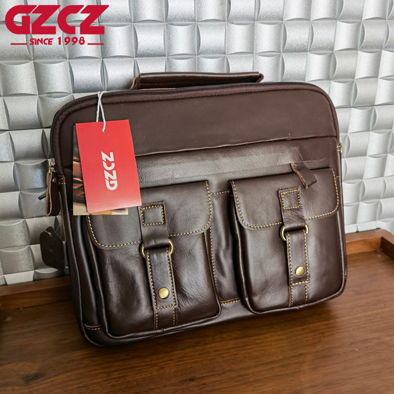 Leather Work Handbag - Мужская сумка GZCZ: деловая, для ноутбука,