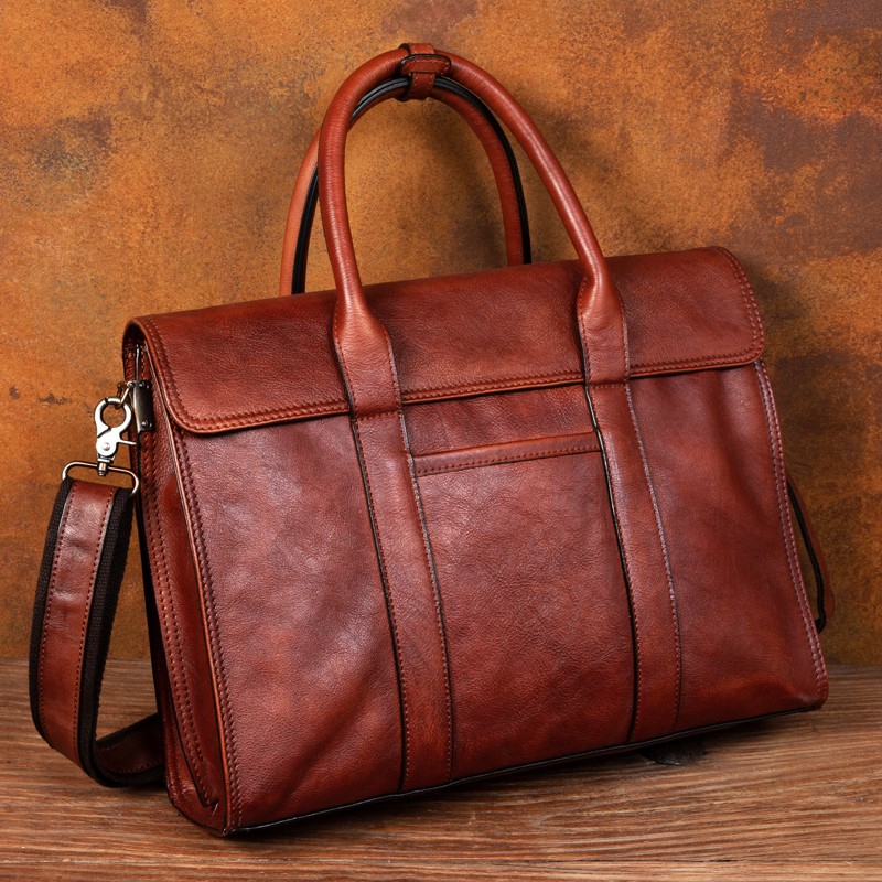 Leather Work Handbag - Кожаная сумка растительного дубления, мужская сумка-мессенджер,