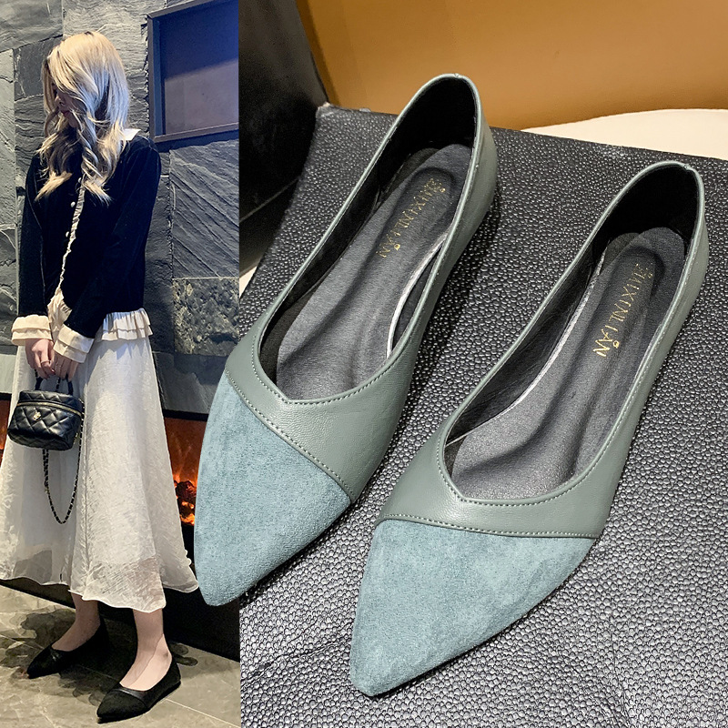 Leather Work Women Shoes - Черные женские кожаные туфли на плоской