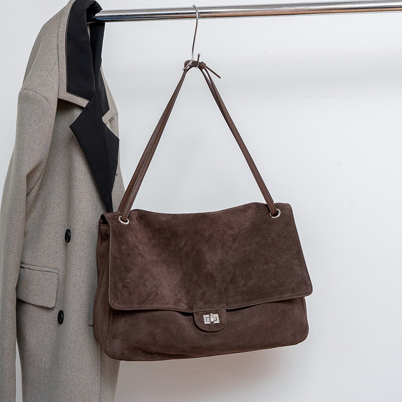 Leather Work Handbag - Натуральная замшевая сумка через плечо для