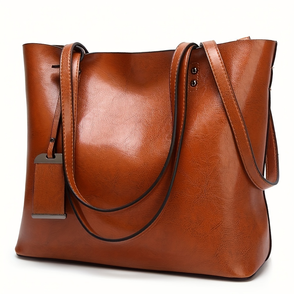 Leather Work Handbag - Модная классическая кожаная женская сумка-тоут в