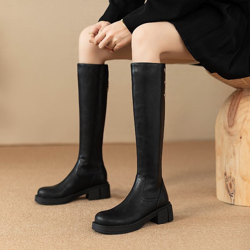 Leather Work Women Shoes - Осень-зима, женские туфли до колена на