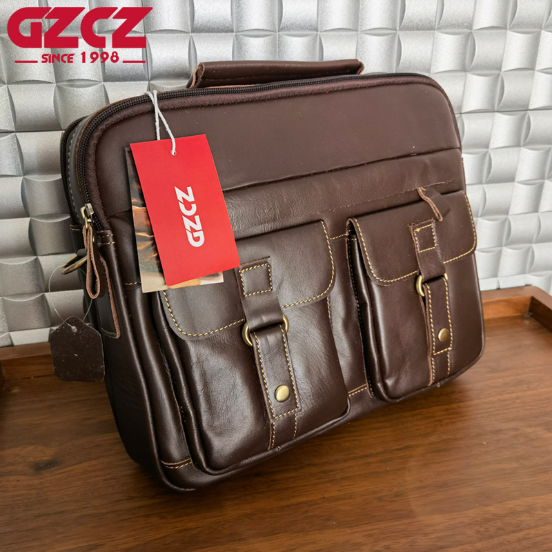 Мужская сумка GZCZ: деловая, д – обзор и цена Leather Work Handbag